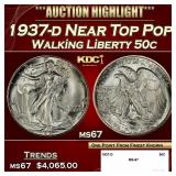 1937-d Walking Liberty Half Dollar Near Top Pop 50