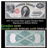 1917 $1 Large Size Legal Tender Note Grades Choice