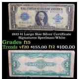 1923 $1 large size Silver Certificate Grades f+ Si