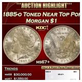 1885-o Morgan Dollar Toned Near Top Pop $1 ms67+ S