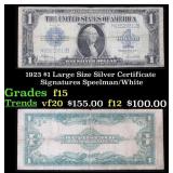 1923 $1 large size Silver Certificate Grades f+ Si