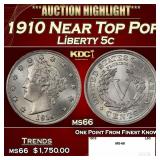 1910 Liberty Nickel Near Top Pop 5c ms66 SEGS