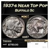 1937-s Buffalo Nickel Near Top Pop 5c ms67 SEGS