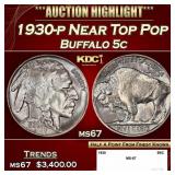 1930-p Buffalo Nickel Near Top Pop 5c ms67 SEGS