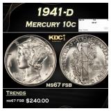 1941-d Mercury Dime 10c ms67 fsb SEGS