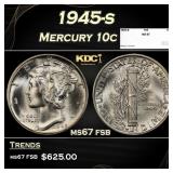 1945-s Mercury Dime 10c ms67 fsb SEGS