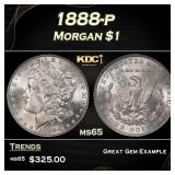 1888-p Morgan Dollar $1 Grades ms65