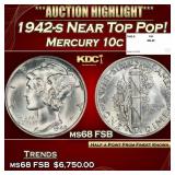 1942-s Mercury Dime Near Top Pop! 10c ms68 FSB SEG