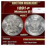 1891-p Morgan Dollar $1 ms64+ SEGS