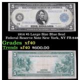 1914 $5 Large Size Blue Seal Federal Reserve Note