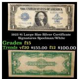 1923 $1 large size Silver Certificate Grades f+ Si