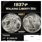 1937-p Walking Liberty Half Dollar 50c ms66+ SEGS