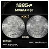 1885-p Morgan Dollar $1 Grades ms65