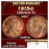1915-d Lincoln Cent 1c ms66 rd SEGS