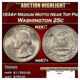 1934-p Medium Motto Washington Quarter Near Top Po