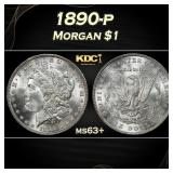 1890-p Morgan Dollar $1 Grades ms63+
