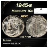 1945-s Mercury Dime 10c ms67 fsb SEGS