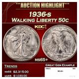 1936-s Walking Liberty Half Dollar 50c ms65+ SEGS