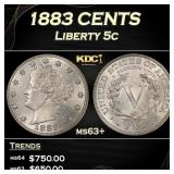 1883 CENTS Liberty Nickel 5c Grades ms63+