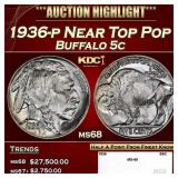 1936-p Buffalo Nickel Near Top Pop 5c ms68 SEGS
