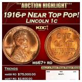 1916-p Lincoln Cent Near Top Pop! 1c ms67+ rd SEGS