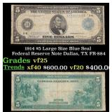 1914 $5 Large Size Blue Seal Federal Reserve Note