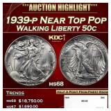 1939-p Walking Liberty Half Dollar Near Top Pop 50