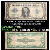 1923 $1 large size Silver Certificate Grades vf+ S