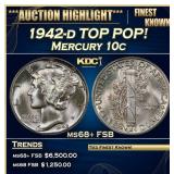 1942-d Mercury Dime TOP POP! 10c GEM++ FSB USCG