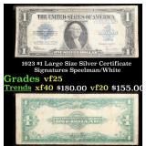 1923 $1 large size Silver Certificate Grades vf+ S