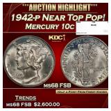 1942-p Mercury Dime Near Top Pop! 10c ms68 FSB SEG
