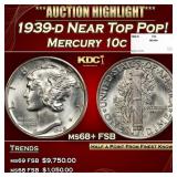 1939-d Mercury Dime Near Top Pop! 10c ms68+ FSB SE