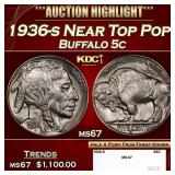 1936-s Buffalo Nickel Near Top Pop 5c ms67 SEGS