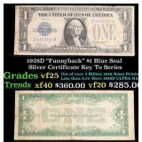 1928D $1 Blue Seal Silver Certificate "Funnyback"