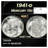 1941-d Mercury Dime 10c ms67 fsb SEGS