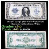 1923 $1 large size Silver Certificate Grades xf Si