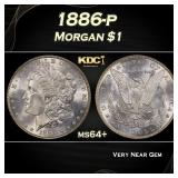 1886-p Morgan Dollar $1 Grades ms64+