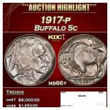 1917-p Buffalo Nickel 5c ms66+ SEGS