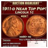 1911-d Lincoln Cent Near Top Pop! 1c ms66+ rd SEGS