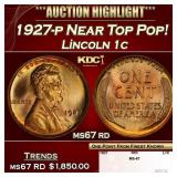 1927-p Lincoln Cent Near Top Pop! 1c ms67 rd SEGS