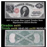 1917 $1 Large Size Legal Tender Note Grades Choice
