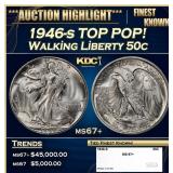 1946-s Walking Liberty Half Dollar TOP POP! 50c ms