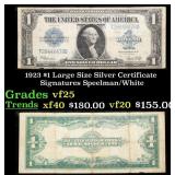 1923 $1 large size Silver Certificate Grades vf+ S