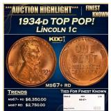 1934-d Lincoln Cent TOP POP! 1c ms67+ rd SEGS