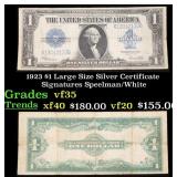1923 $1 large size Silver Certificate Grades vf++