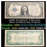 1928D $1 Blue Seal Silver Certificate "Funnyback"