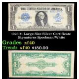 1923 $1 large size Silver Certificate Grades xf Si
