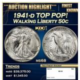 1941-d Walking Liberty Half Dollar TOP POP! 50c ms