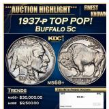 1937-p Buffalo Nickel TOP POP! 5c ms68+ SEGS