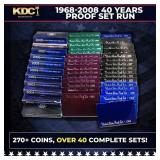 1968-2008 40 Years Proof Set Run - 273 Coins, 41 C
